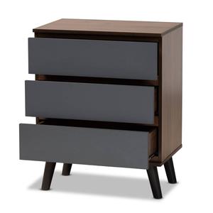 Baxton Studio Roldan Two-Tone Walnut Wood 3-Drawer Bedroom Chest alternate view