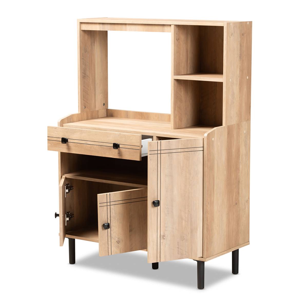 Baxton Studio Patterson Wood 3-Door Kitchen Storage Cabinet