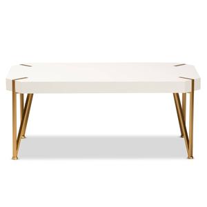 Baxton Studio Kassa Brushed Gold Metal & White Wood Coffee Table alternate view