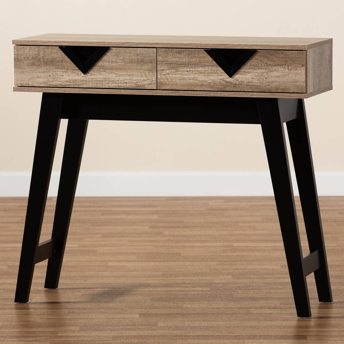 Baxton Studio Wales Light Brown Wood 2-Drawer Console Table