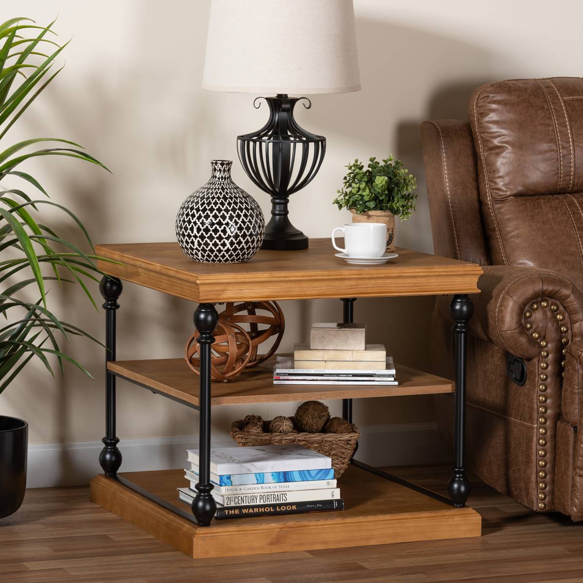 Baxton Studio Sebastian Wood 3-Tier End Table