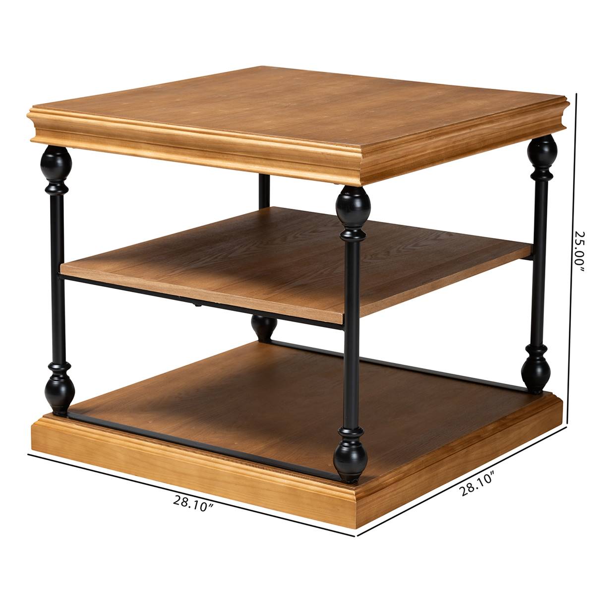 Baxton Studio Sebastian Wood 3-Tier End Table