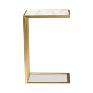 Baxton Studio Parkin C-Shaped End Table with Marble Tabletop alternate view
