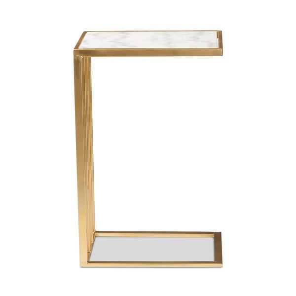 Baxton Studio Parkin C-Shaped End Table with Marble Tabletop alternate view