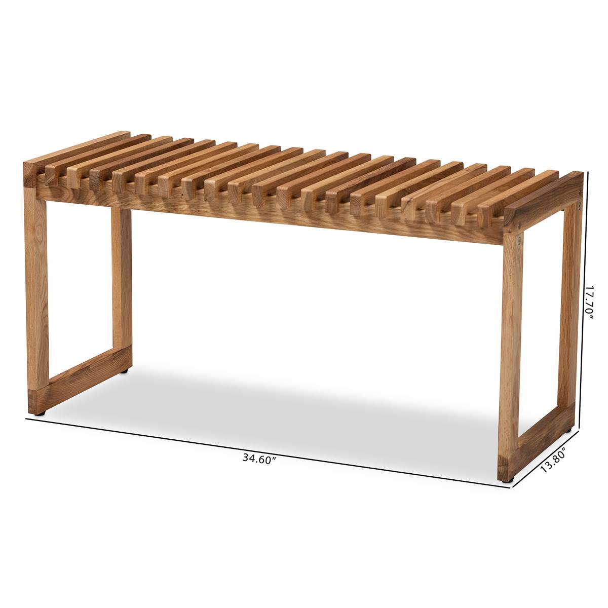 Baxton Studio Kaleb Rustic Oak Brown Finished Wood Bench