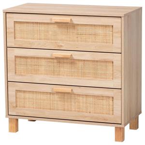 Baxton Studio Sebille Light Brown Wood 3-Drawer Storage Chest