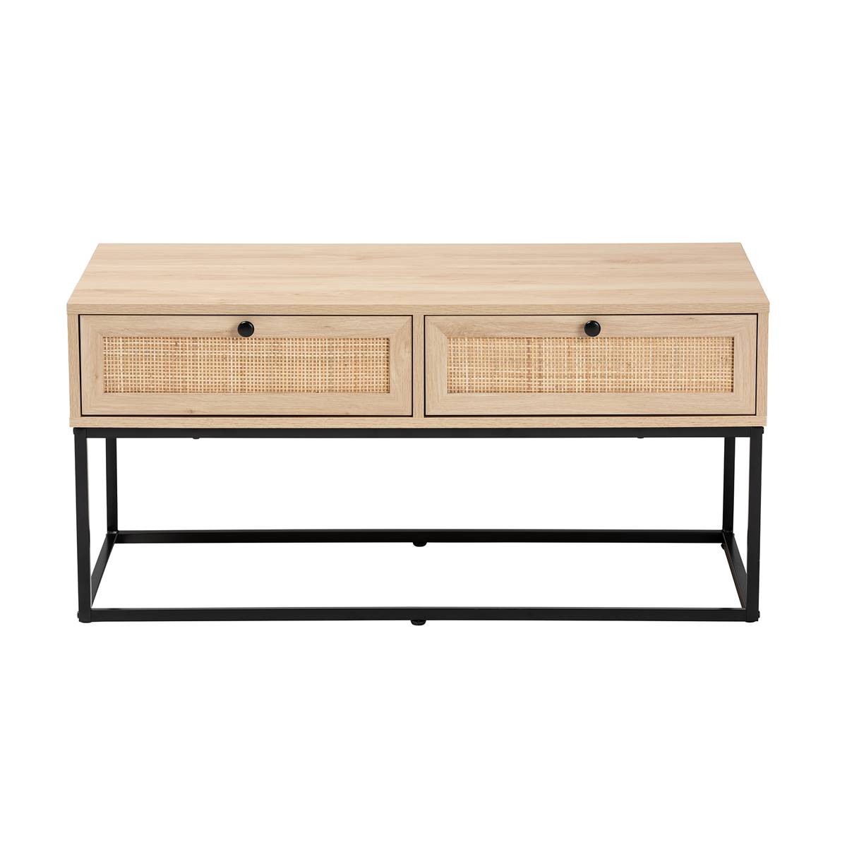 Baxton Studio Amelia Brown Wood 2-Drawer Coffee Table