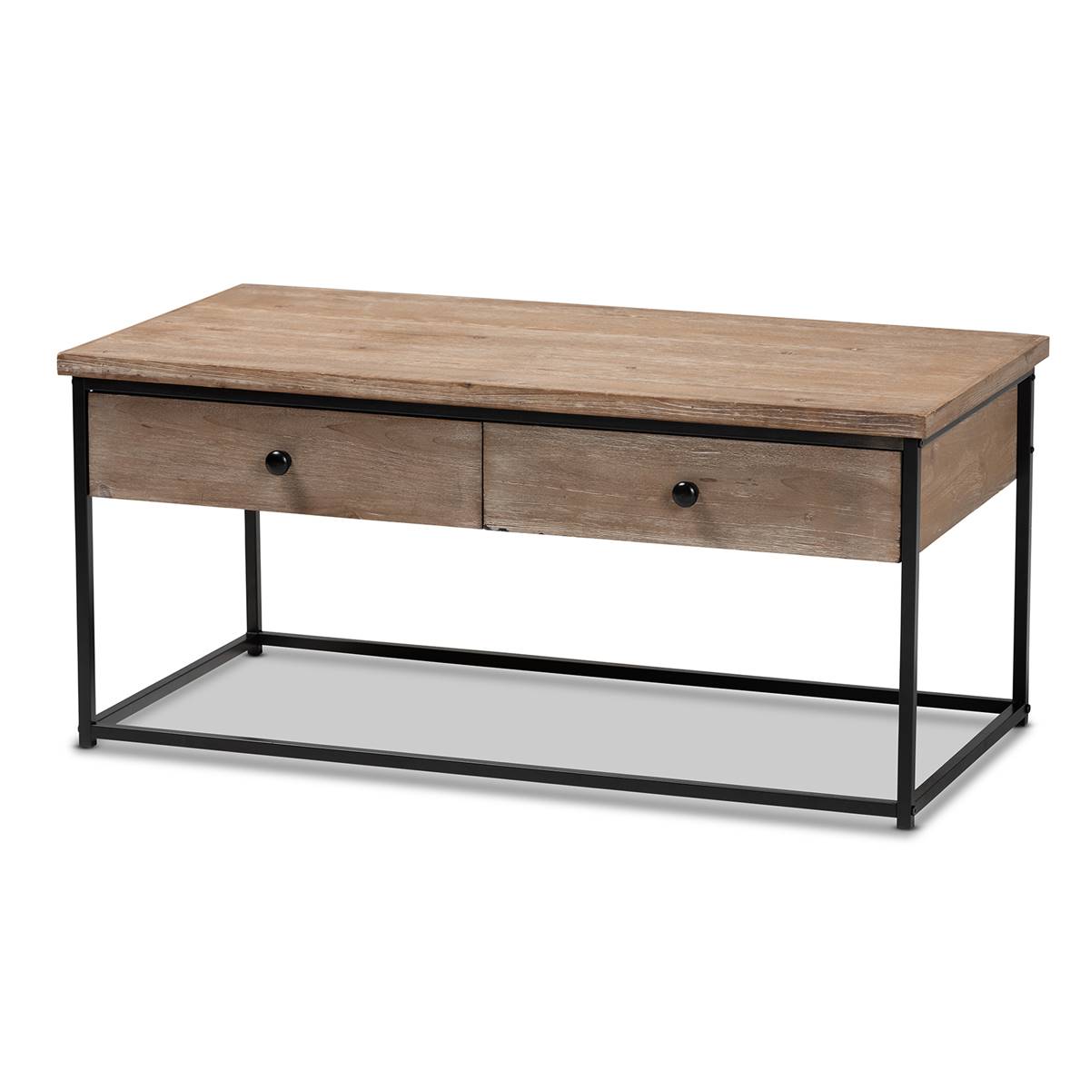 Baxton Studio Roderick Oak Finished Wood 2-Drawer Coffee Table