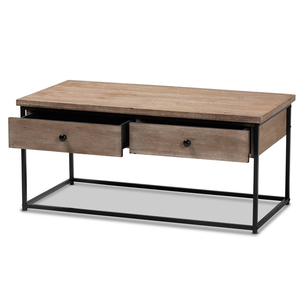 Baxton Studio Roderick Oak Finished Wood 2-Drawer Coffee Table