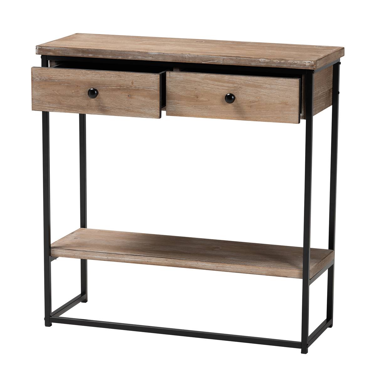 Baxton Studio Silas Brown Finished Wood 2-Drawer Console Table