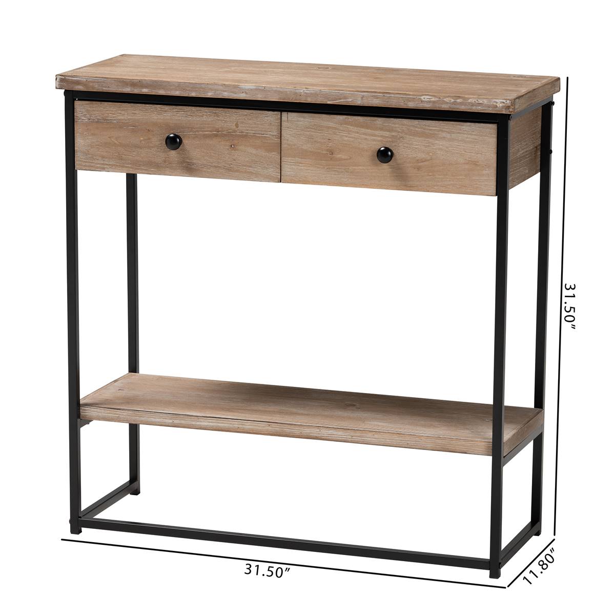Baxton Studio Silas Brown Finished Wood 2-Drawer Console Table