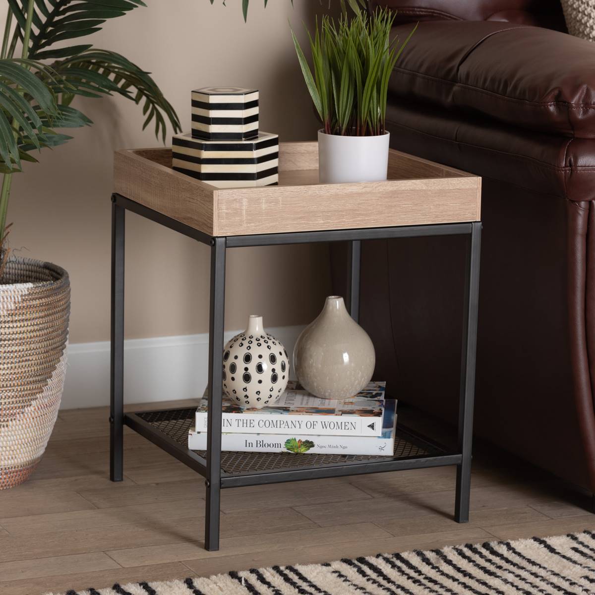 Baxton Studio Overton Oak Brown Finished Wood End Table