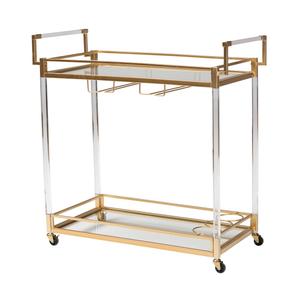 Baxton Studio Savannah Glam & Luxe Gold Metal Wine Cart