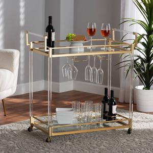Baxton Studio Savannah Glam & Luxe Gold Metal Wine Cart alternate view