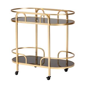 Baxton Studio Leighton Glam & Luxe Gold Metal 2-Tier Wine Cart