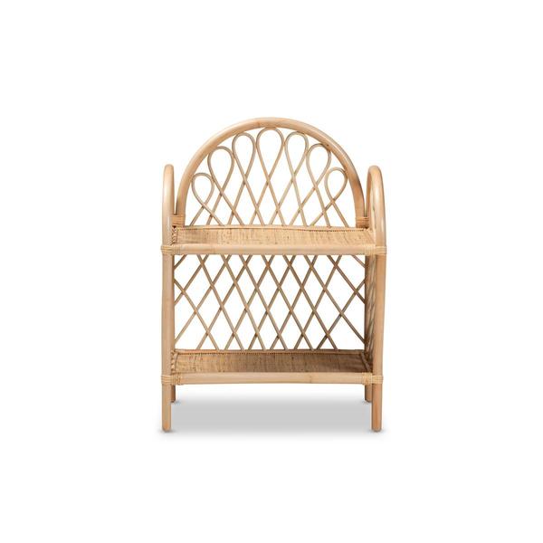 Baxton Studio Hammond Bohemian Rattan 2-Tier Display Shelf alternate view