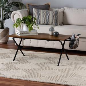 Baxton Studio Mariela Brown Low Profile Coffee Table w/Basket alternate view