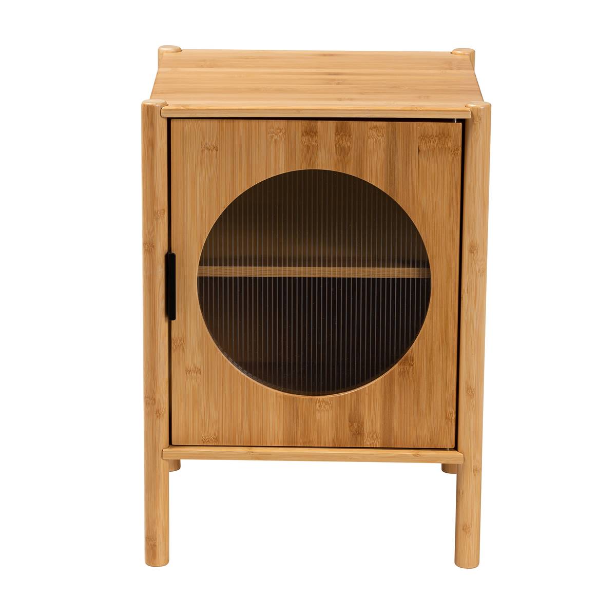 Baxton Studio Naresh Brown Bamboo Wood 1-Door End Table