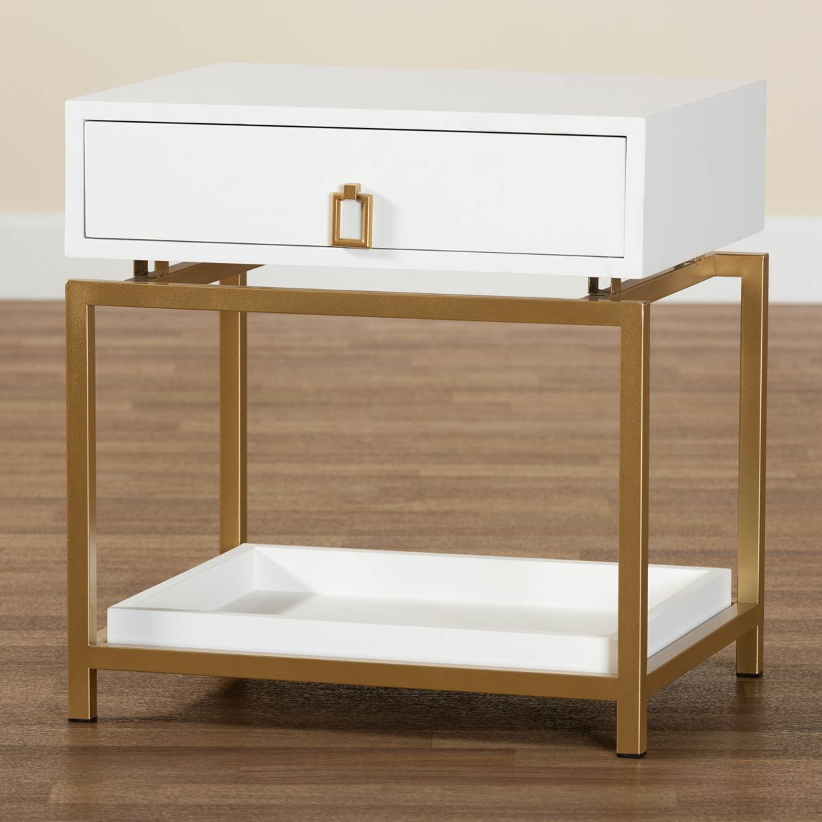 Baxton Studio Melosa Glam & Luxe Wood 1-Drawer End Table