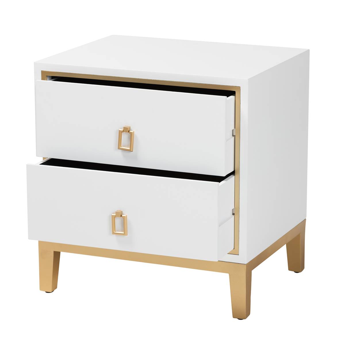 Baxton Studio Donald Glam & Luxe Wood 2-Drawer End Table