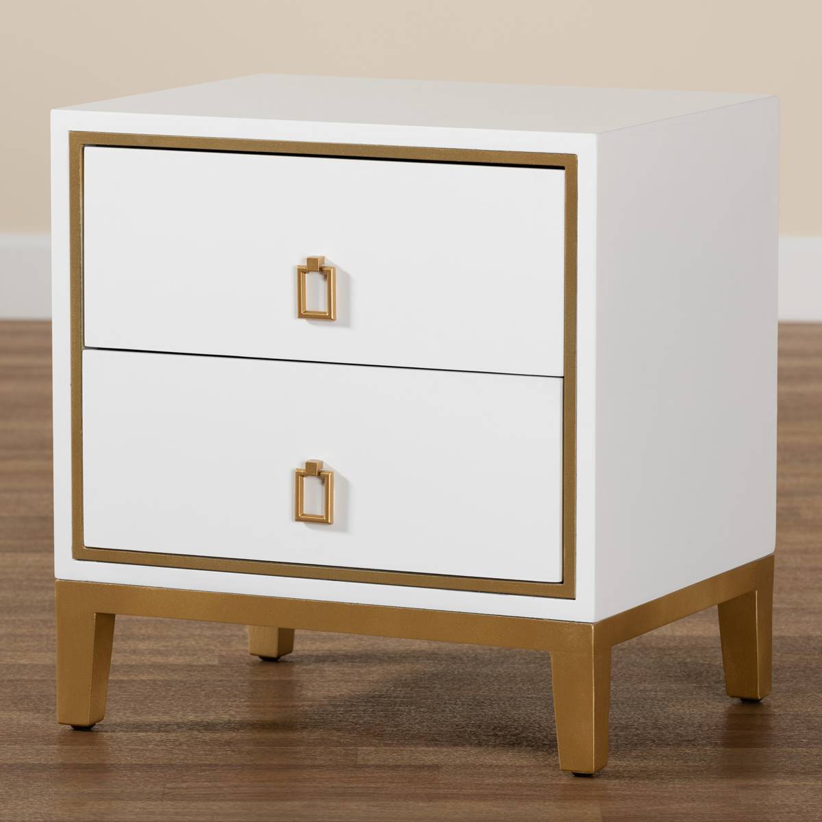 Baxton Studio Donald Glam & Luxe Wood 2-Drawer End Table