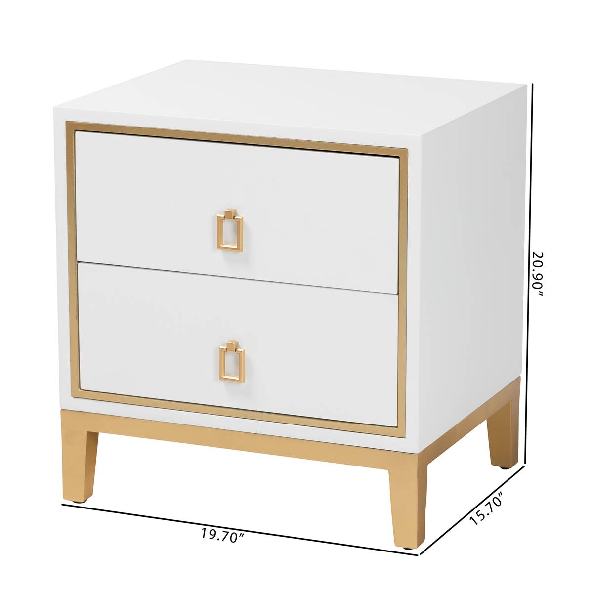 Baxton Studio Donald Glam & Luxe Wood 2-Drawer End Table