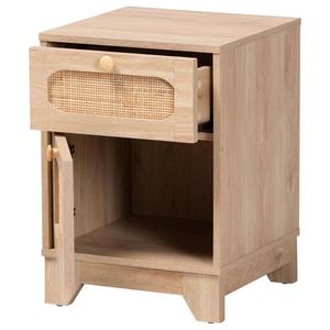 Baxton Studio Elsbeth Light Brown Wood 1-Drawer End Table alternate view