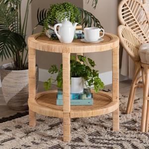 Baxton Studio Bella Brown Mahogany Wood 2-Tier End Table alternate view