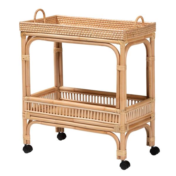 bali & pari Lombok Modern Bohemian Natural Rattan Wine Cart