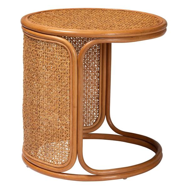 bali & pari Eldon Bohemian Honey Rattan Large End Table