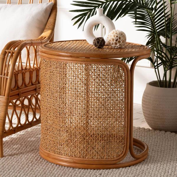 bali & pari Eldon Bohemian Honey Rattan Large End Table alternate view