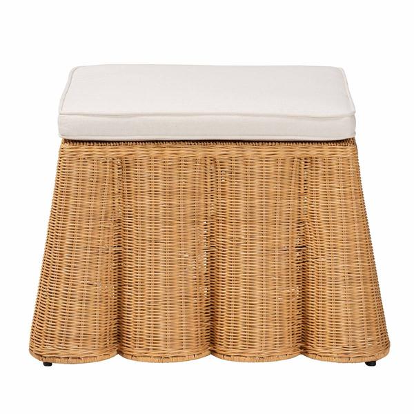 bali & pari Palm Bohemian Honey Scallop Rattan Ottoman alternate view