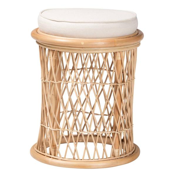bali & pari Junius Bohemian Natural Rattan Ottoman Footstool