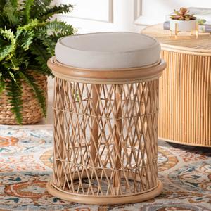 bali & pari Junius Bohemian Natural Rattan Ottoman Footstool alternate view