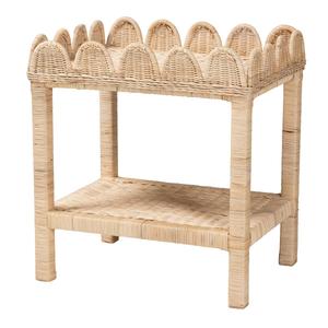 bali & pari Sumana Bohemian Scallop Natural Rattan Side Table