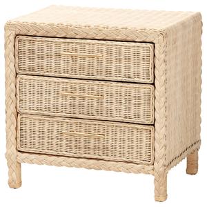 bali & pari Lanica Japandi Rattan 3-Drawer Nightstand