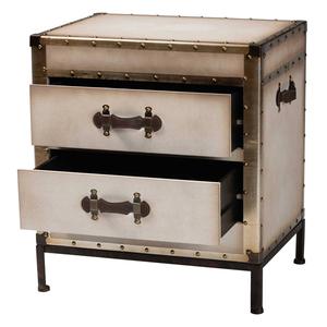 Baxton Studio Laura Vintage White Canvas 2-Drawer End Table alternate view