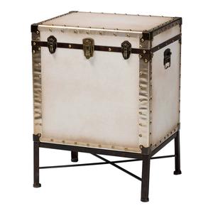 Baxton Studio Laura Vintage White Canvas Lift-Top End Table