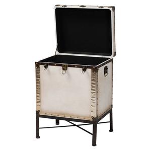 Baxton Studio Laura Vintage White Canvas Lift-Top End Table alternate view