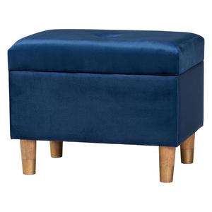 Baxton Studio Elias Modern Navy Velvet Fabric Storage Ottoman