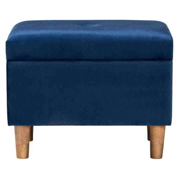 Baxton Studio Elias Modern Navy Velvet Fabric Storage Ottoman alternate view