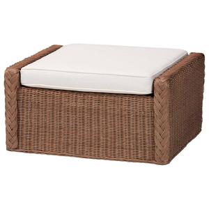 bali & pari Derris Bohemian Peanut Brown Braided Rattan Footstool