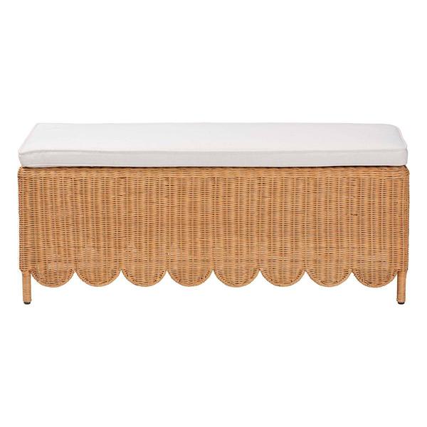 bali & pari Teresa Bohemian Honey Scalloped Rattan Ottoman Bench alternate view