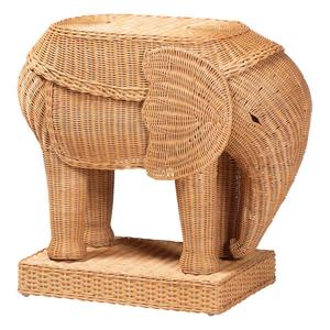 bali & pari Elissa Bohemian Light Honey Rattan Elephant End Table