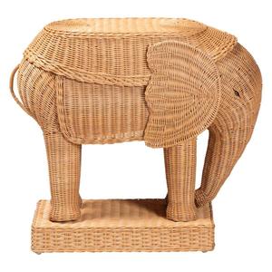 bali & pari Elissa Bohemian Light Honey Rattan Elephant End Table alternate view