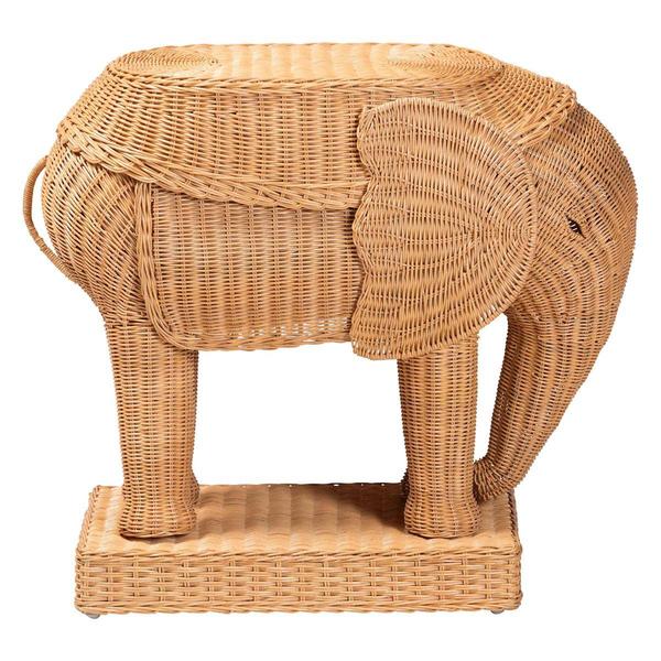 bali & pari Elissa Bohemian Light Honey Rattan Elephant End Table alternate view