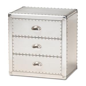 Baxton Studio Armel Industrial 3 Drawer Nightstand