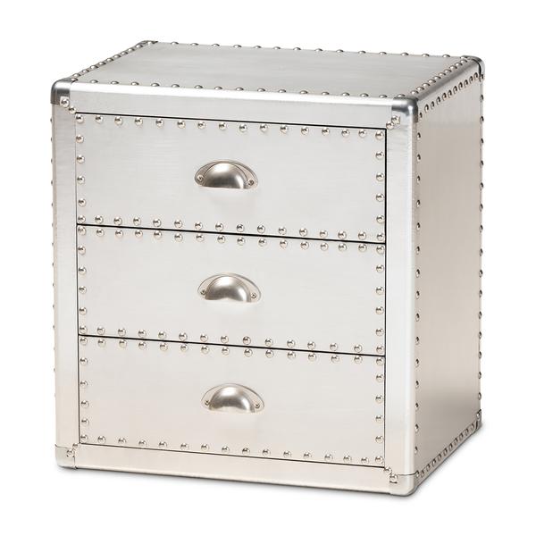 Baxton Studio Armel Industrial 3 Drawer Nightstand