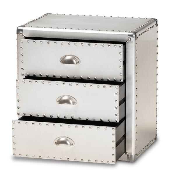 Baxton Studio Armel Industrial 3 Drawer Nightstand alternate view