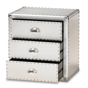 Baxton Studio Armel Industrial 3 Drawer Nightstand alternate view